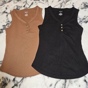 Sonoma Brown and Black Ribbed Knit Tops- Set of Two